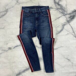 MOTHER High Waisted Looker Skinny Jeans Size 25 Here Kitty Kitty Glitter Racer